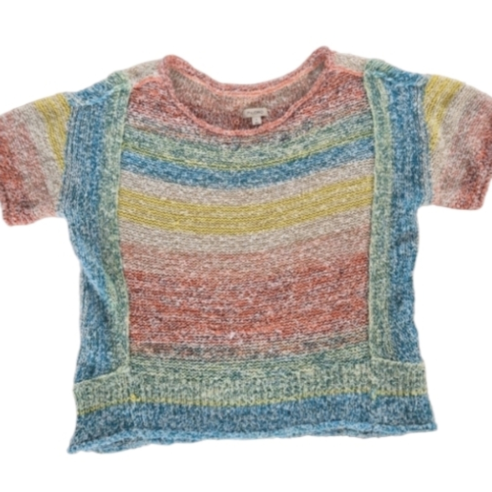Pilcro Multicolor Striped Knit Short-Sleeve Top In Size S.